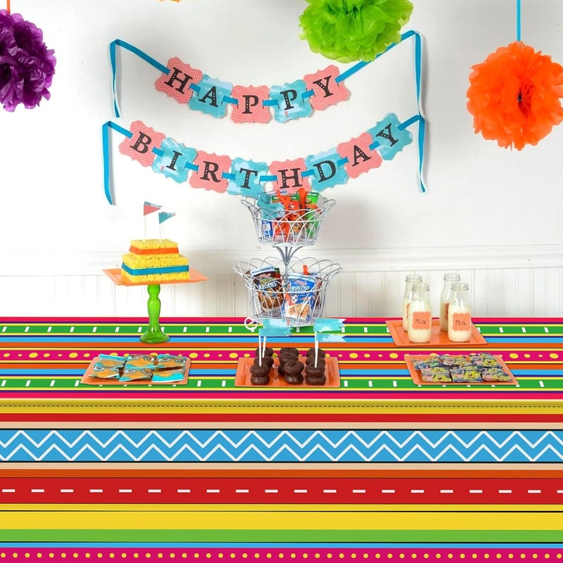 Lemicin 3 Pcs Mexican Fiesta Tablecloth 54 x 108 Inch Cinco De Mayo Party DecorationsMexican Taco Night Birthday Table Cloths Plastic Tablecloth for Fiesta Dining Picnic Party Supplies - Image 2