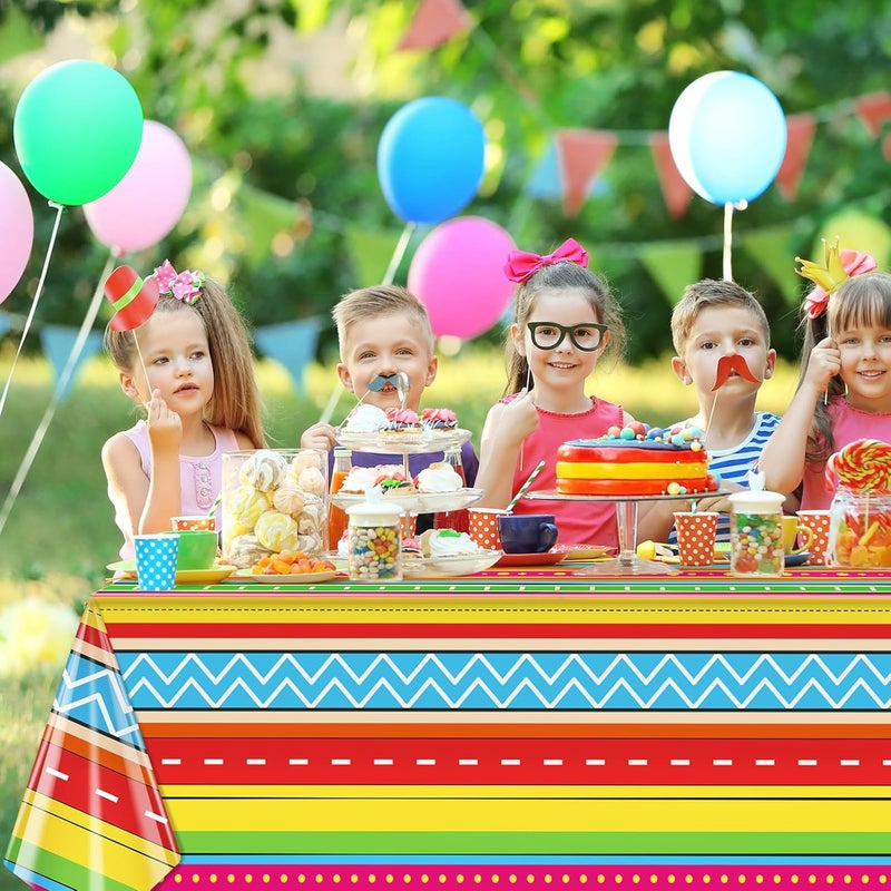 Lemicin 3 Pcs Mexican Fiesta Tablecloth 54 x 108 Inch Cinco De Mayo Party DecorationsMexican Taco Night Birthday Table Cloths Plastic Tablecloth for Fiesta Dining Picnic Party Supplies - Image 4