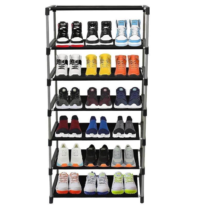 Demark Multipurpose Portable Shoe Rack for Home Storage, Easy to Move & Assemble with Zip Door Cover & Side Pockets, Multiuse Storage Rack for Footwear, Toys, Clothes with Dustproof (6 Layer Holder, Black) - Image 4