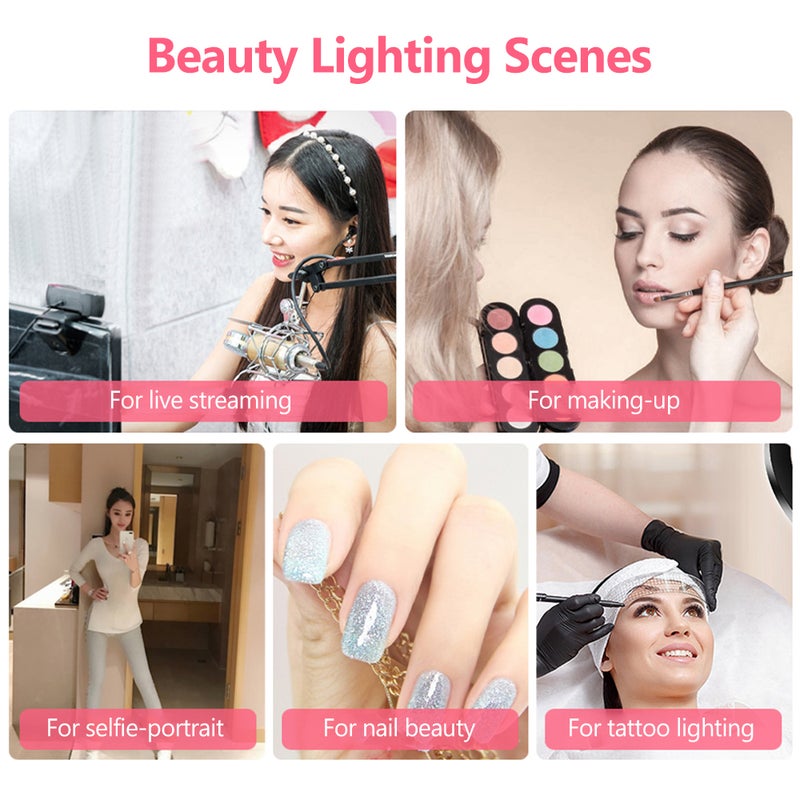 Loquat Dimmable LED Ring Video Light With Selfie Stick Tabletop Tripod Multicolour - Image 2