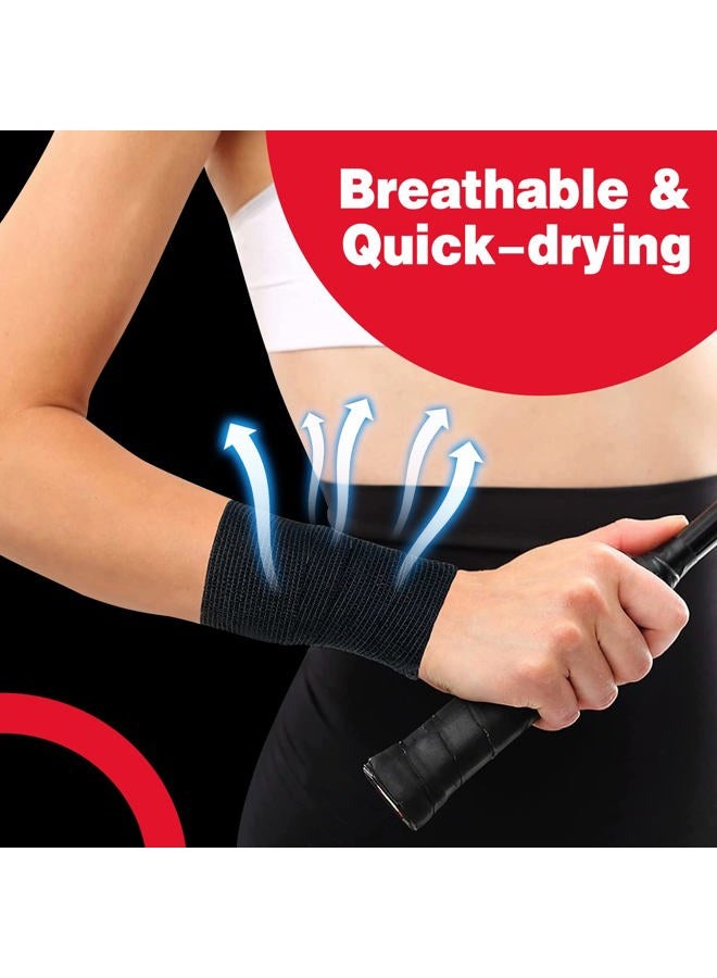 AZEN 16 عبوة لاصقة ذاتية لرباط الجروح باللون الأسود، 2" × 5 ياردات شريط رياضي أسود، لفة بيطرية، شريط تثبيت الوشم، شريط كاحل، لفة ضمادة متماسكة - Image 5