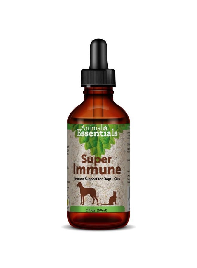 Animal Essentials سوبر مناعة للكلاب والقطط - مكمل دعم المناعة، إشنسا، إلوثيرو، مستخلص ورق الزيتون، قطرات سائلة - 2 أونصة سائلة - Image 1