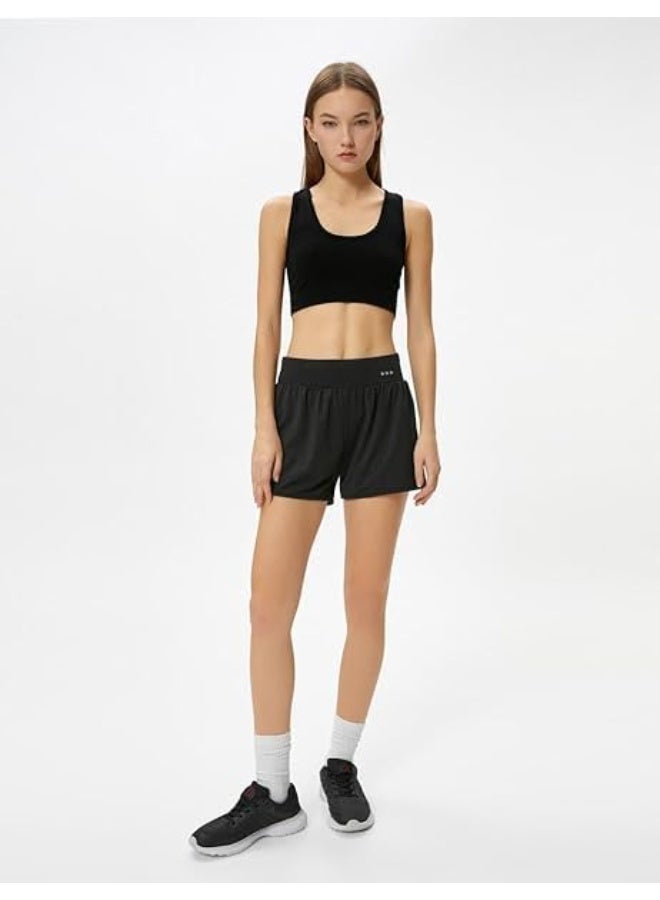 Hanady Women's Seamless U-Neck Ribbed Slim Fit Sports Bra in Black Comfortable for Workout and Everyday Use - Image 1