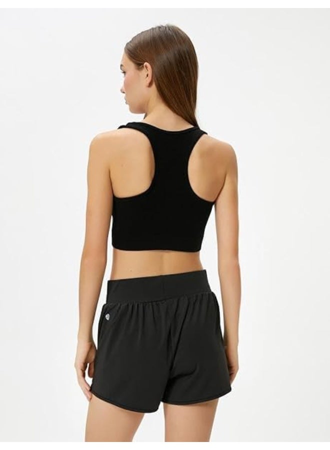 Hanady Women's Seamless U-Neck Ribbed Slim Fit Sports Bra in Black Comfortable for Workout and Everyday Use - Image 3