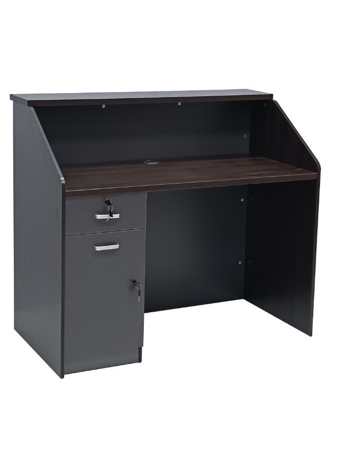 ALWASIT HOME Front Desk Reception Room Table, Modern Reception Desk Front Counter Table with Cabinet, Retail Counter for Checkout, Office Wooden Computer Front Desk, for Salon Spa, Lobby, Office, Beauty - Image 2
