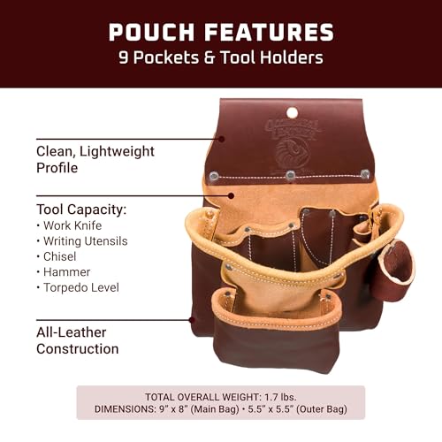 Occidental Leather 2 Pouch Pro Tool Bag - 9 Pockets & Tool Holders - Made in USA - Image 3