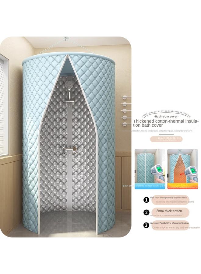 Bluejw High-end Bathroom Round Bath Cover Bath Account Thickened Thermal Insulation Cotton Winter Bath Shower Curtain Home Warm Shower Protection - Image 2