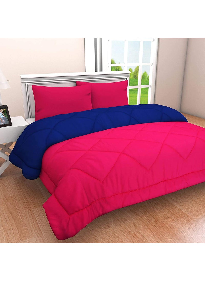 Linenovation Linenovation All Season Microfiber Reversable DuvetAC ComforterQuilt Navy Blue Pink Double Size 90 Inch x 100 Inch  - Image 2
