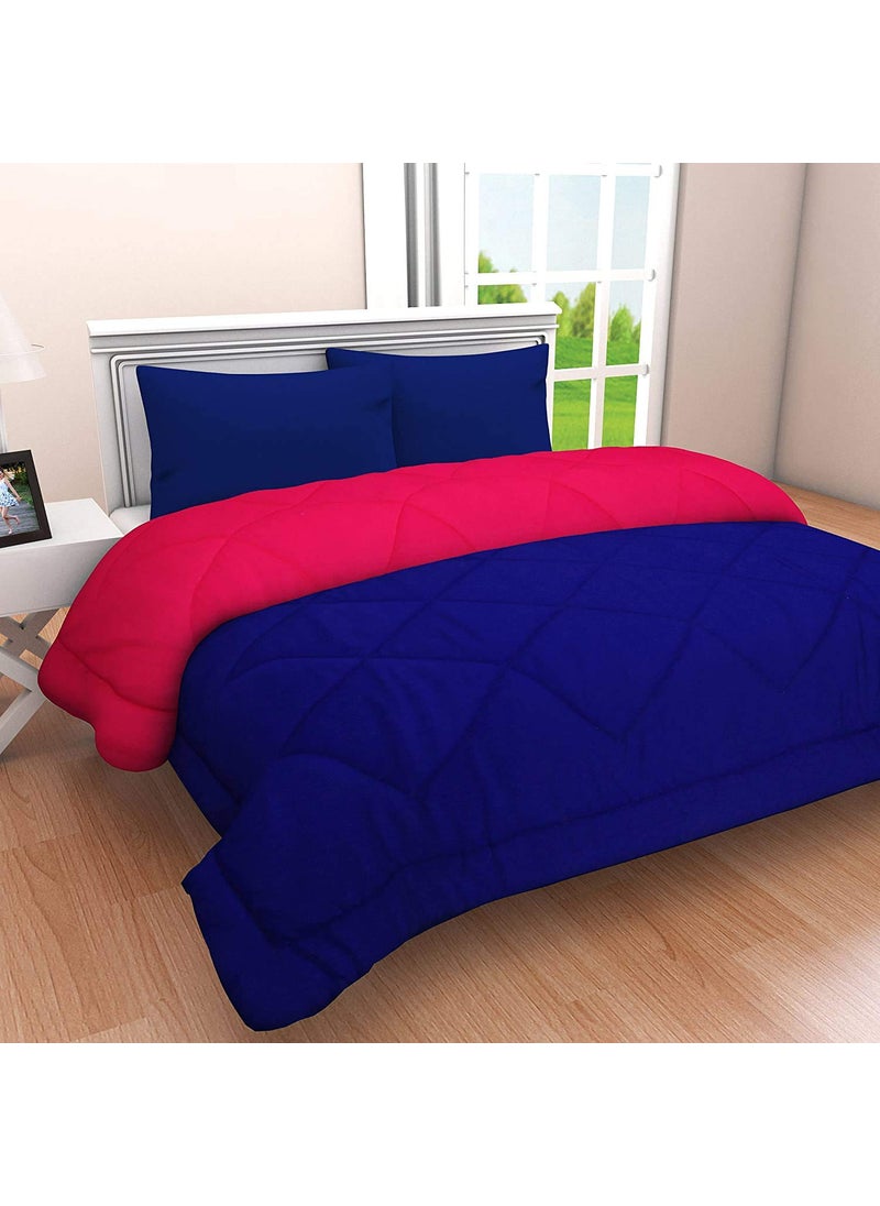 Linenovation Linenovation All Season Microfiber Reversable DuvetAC ComforterQuilt Navy Blue Pink Double Size 90 Inch x 100 Inch  - Image 1