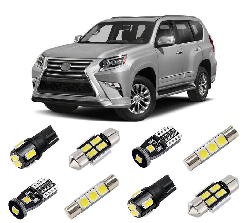 مجموعة أضواء LED الداخلية البيضاء BRISHINE لسيارة لكزس GX460 2010 2011 2012 2013 2014 2015 2016 2017 فائقة السطوع 6000K حزمة لمبات LED الداخلية أضواء الرجوع وأداة التركيب