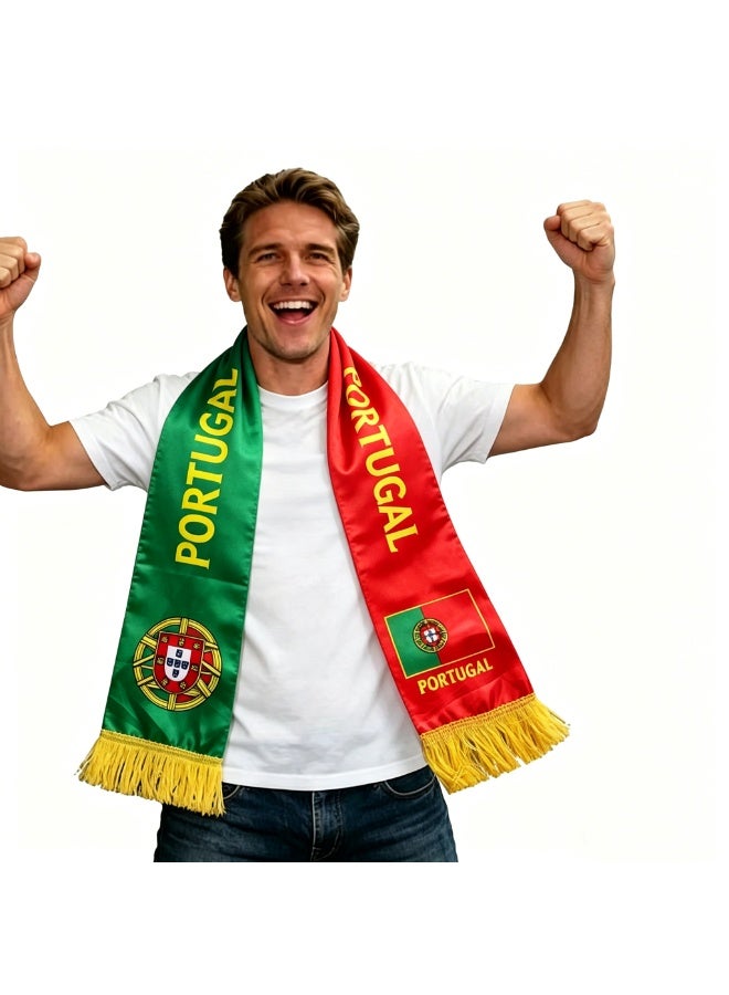 HOMESTAR 3pcs World Cup Soccer Scarf Set, National Soccer Team Fan Scarf, Portugal Brazil Germany Satin Neck Warmer, Football Fan Scarf, For Match Days Cheering Gift, For Family Neighbors Friends Colleagues, Unisex Adult - Image 3