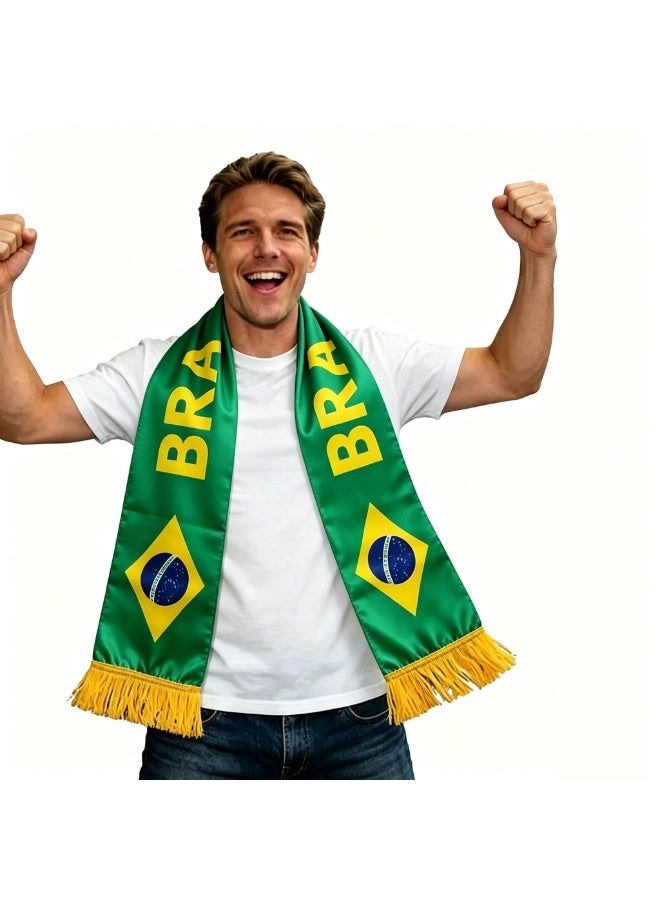 HOMESTAR 3pcs World Cup Soccer Scarf Set, National Soccer Team Fan Scarf, Portugal Brazil Germany Satin Neck Warmer, Football Fan Scarf, For Match Days Cheering Gift, For Family Neighbors Friends Colleagues, Unisex Adult - Image 5