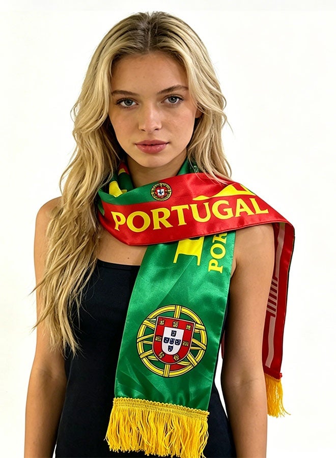HOMESTAR 3pcs World Cup Soccer Scarf Set, National Soccer Team Fan Scarf, Portugal Brazil Germany Satin Neck Warmer, Football Fan Scarf, For Match Days Cheering Gift, For Family Neighbors Friends Colleagues, Unisex Adult - Image 4
