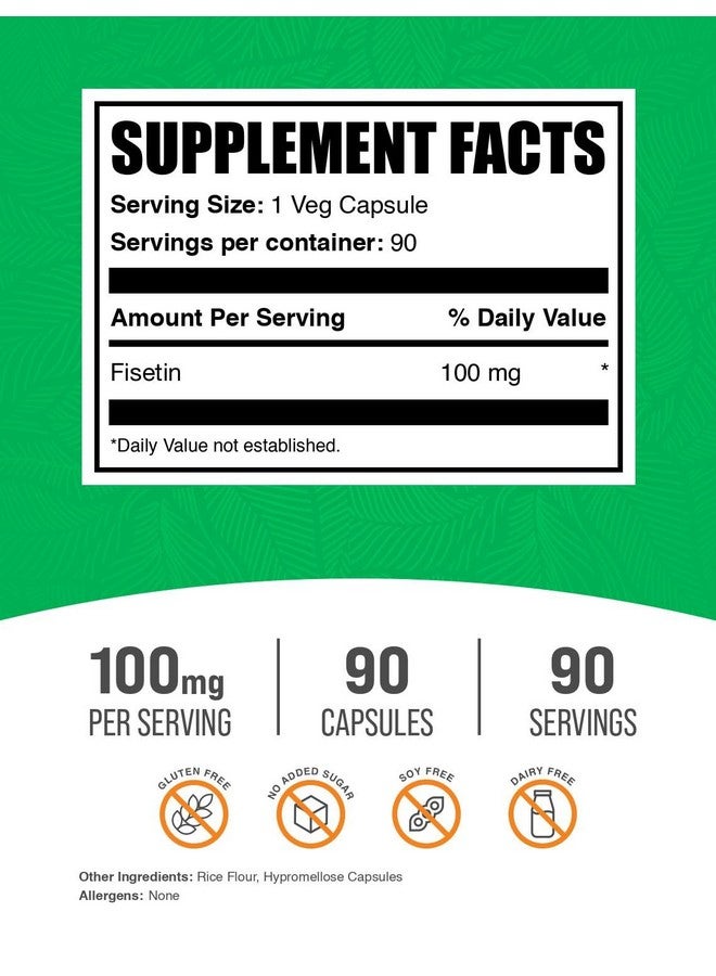 BulkSupplements.com Fisetin Capsules - Fisetin 100mg, Fisetin Supplement - Antioxidants Source, Vegan & Gluten Free, 1 Capsule per Serving, 90 Veg Capsules (Pack of 1) - Image 2