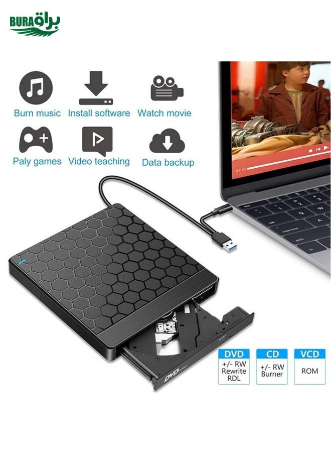 BURAQ - 042  Football Pattern USB3.0 / Type-C Computer Laptop External Optical Drive Burner DVD Burner - Image 1