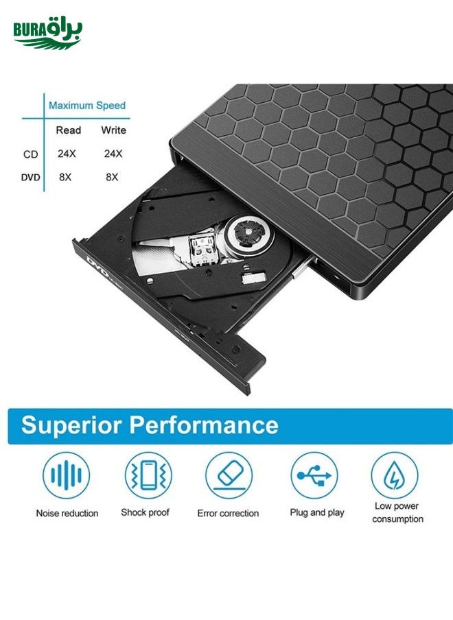 BURAQ - 042  Football Pattern USB3.0 / Type-C Computer Laptop External Optical Drive Burner DVD Burner - Image 1