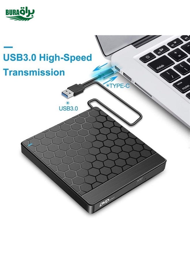 BURAQ - 042  Football Pattern USB3.0 / Type-C Computer Laptop External Optical Drive Burner DVD Burner - Image 1