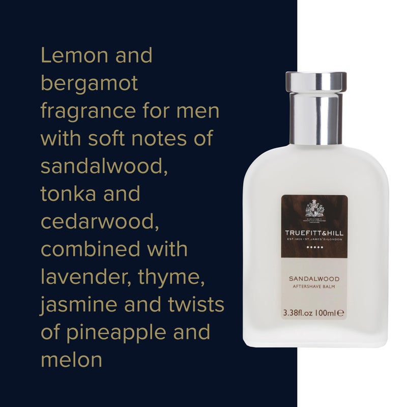 Truefitt & Hill Luxury Aftershave Balm - Sandalwood - Premium Soothing Moisturizer with Aloe Vera Extract - Ideal for Sensitive Skin, Razor Burn Relief, and a Silky Smooth Finish - 3.38 oz. - Image 4