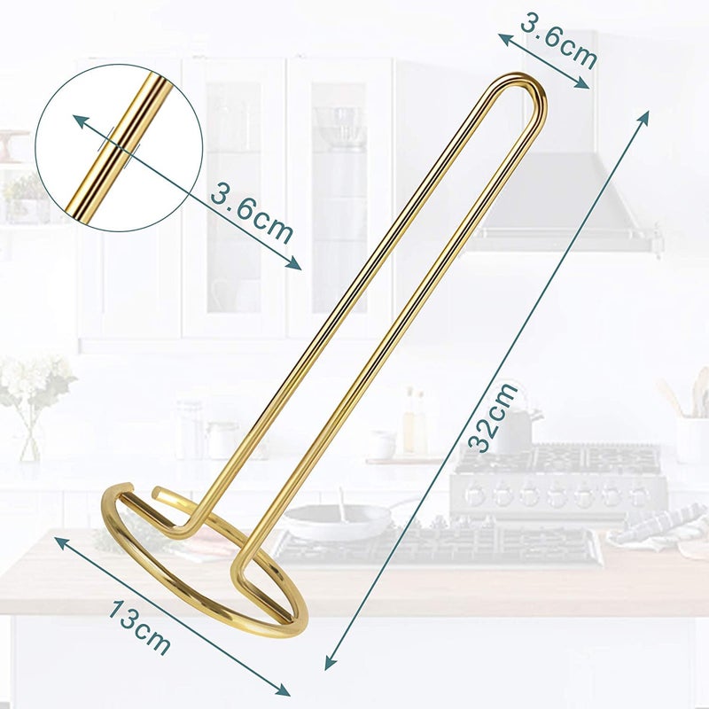 Kiwilon Metallic Paper Towel Holder Tissue Paper Dispenser Stand for Bathroom Washbasin Kitchen Countertops Bars Dining Tables Paper Towel Stand Fits Standard Jumbo Rolls Gold - Image 2