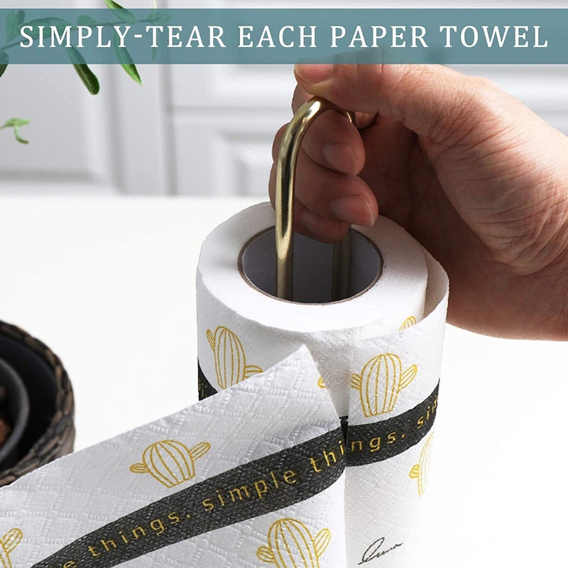 Kiwilon Metallic Paper Towel Holder Tissue Paper Dispenser Stand for Bathroom Washbasin Kitchen Countertops Bars Dining Tables Paper Towel Stand Fits Standard Jumbo Rolls Gold - Image 5