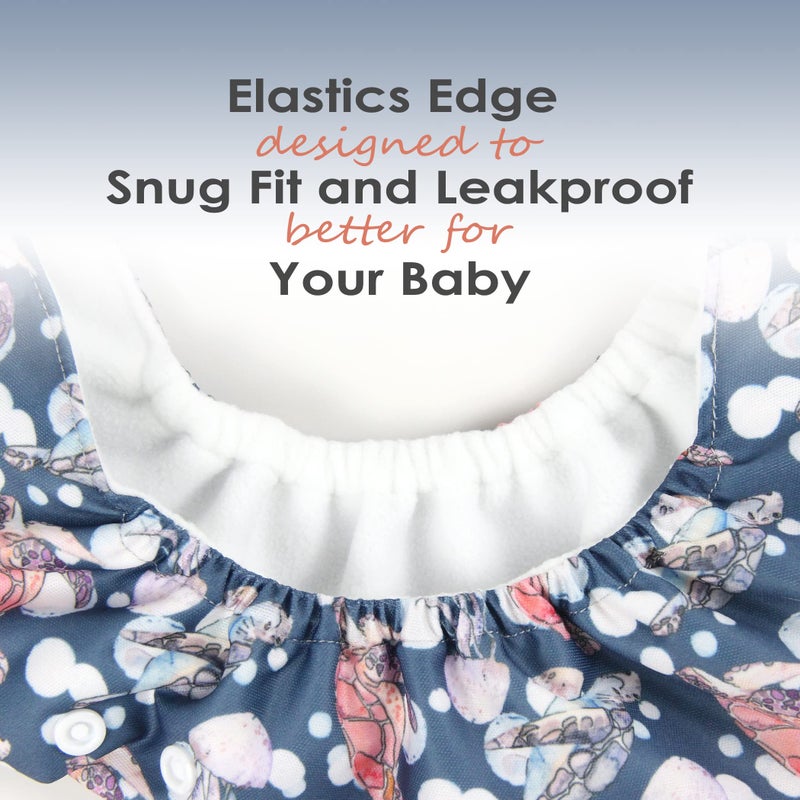 wegreeco Cloth Diapers 5 Pack with 5 Inserts, Washable Cloth Diapers for Babies, One Size Adjustable Reusable (Boy Car & Sail) - Image 5