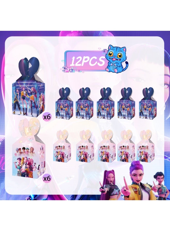 ILovhaprty 12PCS K-Pop Demon Hunters Candy Boxes, Hunter X Party Favor Treat Boxes with Handle, Cute Gift Boxes for Kids Birthday Party Supplies, Goodie Boxes for K-Pop Demon Hunters Party Decorations - Image 2