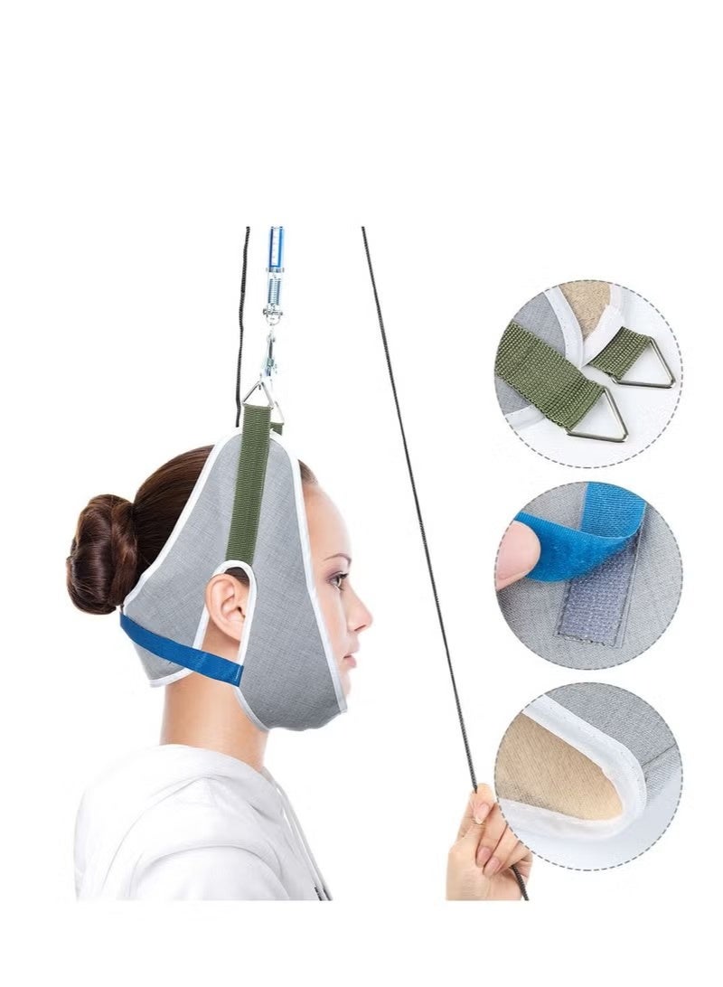 Realfrog Portable Neck Stretcher Neckband for Pain Relief Physical Therapy Suspended Cervical Spine Stretching Frame Traction Device Health Protection Equipment (Grey) - Image 3