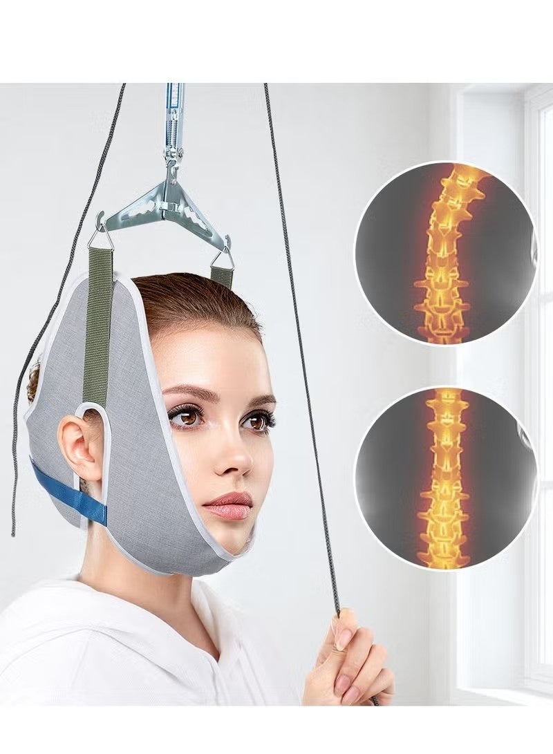 Realfrog Portable Neck Stretcher Neckband for Pain Relief Physical Therapy Suspended Cervical Spine Stretching Frame Traction Device Health Protection Equipment (Grey) - Image 2