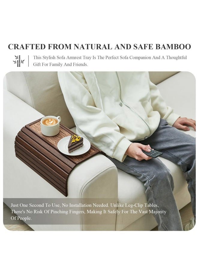 GEHE Sofa Arm Tray Table, Flexible/Foldable Couch Arm Tray for Wide Couch, Sofa Armrest Table Cup Holder Perfect for Foods Drinks Snacks Remote Control or Phone - Image 2
