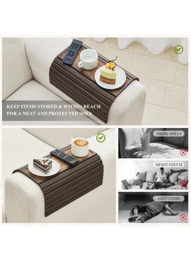 GEHE Sofa Arm Tray Table, Flexible/Foldable Couch Arm Tray for Wide Couch, Sofa Armrest Table Cup Holder Perfect for Foods Drinks Snacks Remote Control or Phone - Image 3