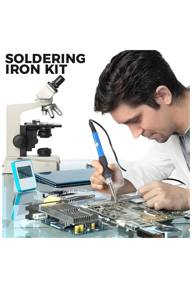 GNAFOTU Soldering Iron Kit Electronics,with Temperature Adjustable Electric Soldering Iron Pen,with 5Pcs Different Solder Tips, Stand and sponges,(UK Plug) - Image 4