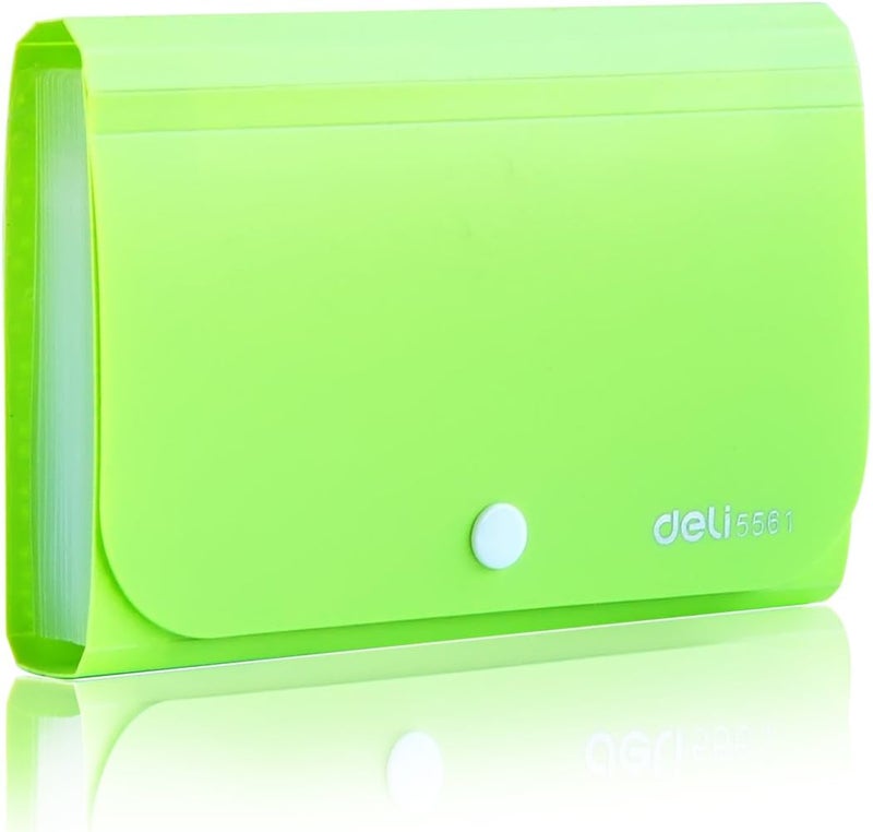 Deli Expanding File Folder, Subdivision Accordion File Folder Mini Organizer PP Wallet for Cards,Coupons,Receipt,Tax Item or Changes,7x4.5 Inches,12 Pockets with Tabs and Check Case(Green) - Image 1