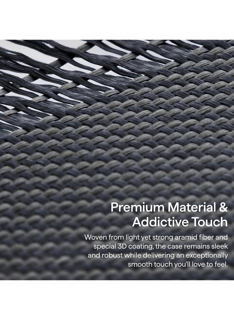 pitaka for Z Flip 7 Case, Compatible with MagSafe, Slim & Light Galaxy Z Flip 7 Case with Caseless Touch Feeling, 600D Aramid Fiber Made, Black/Grey(Twill) - Image 5