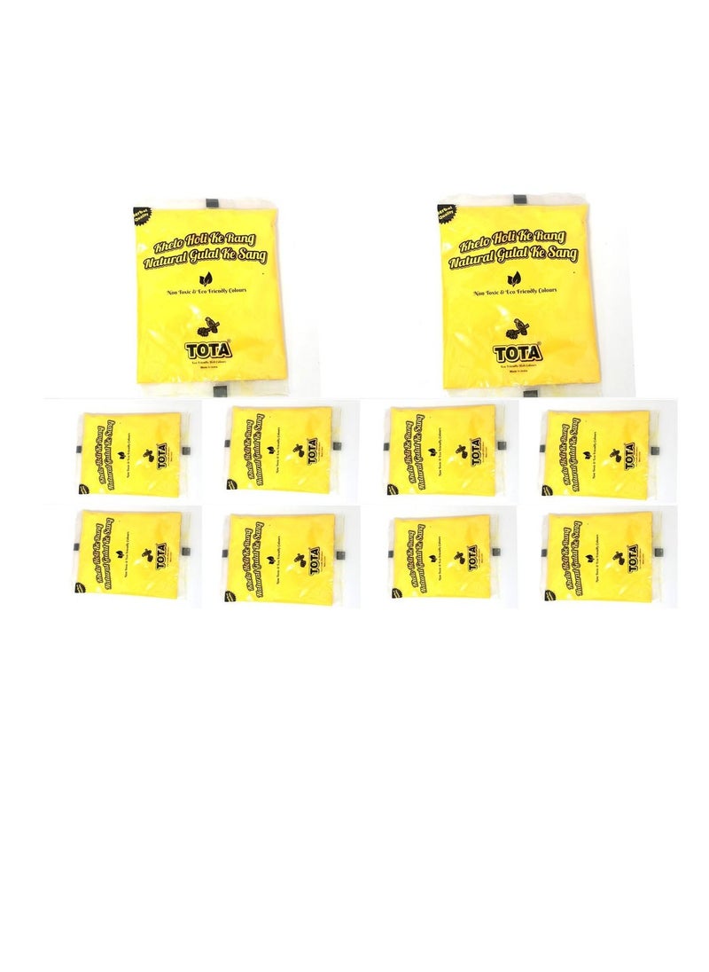 TOTA Pack of 10 Tota Holi colour and Gulal yellow colour for Holi party 80 g each  - Image 1