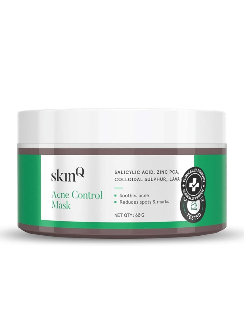 SkinQ Acne Control Face Mask with Salicylic Acid Niacinamide and Zinc BHA Based Reduces Clogged Pores Controls Oiliness for All Skin Types Women and Men 60g - Image 1