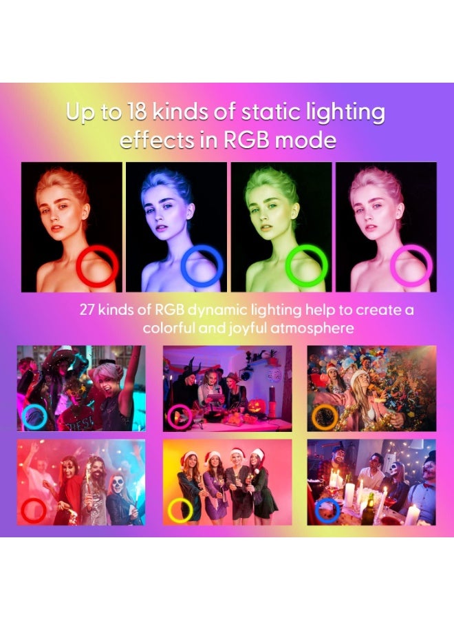 18-Inch RGB Ring Light with Tripod Stand – Large Dimmable LED Lighting with Phone Holder for Professional Studios & Content Creation - Image 3