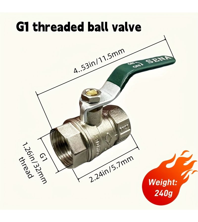 ثلاثة أنواع من صمامات الكرة الثقيلة عالية التدفق G1 32mm مطلية بالنيكل - Image 5
