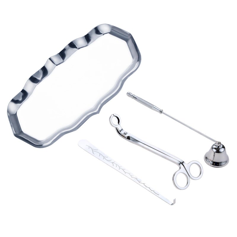 MUXSAM Candle Accessory Set Gift Box, Exquisite Wave Storage Tray Plate, Candle Wick Trimmer, Bell Candle Wick Snuffer, - Image 1