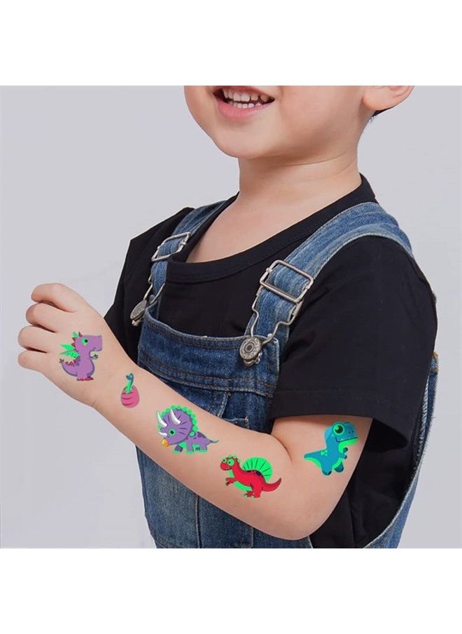 Dinosaur Glow Temporary Tattoos for Kids,Dinosaur theme Luminous Tattoos Stickers,Glow In The Dark Tattoos for Boys and Girls,Face Makeup Fake Tattoos,Holiday Party Supplies Giftsfor for Children