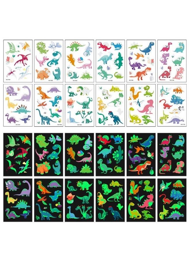 Dinosaur Glow Temporary Tattoos for Kids,Dinosaur theme Luminous Tattoos Stickers,Glow In The Dark Tattoos for Boys and Girls,Face Makeup Fake Tattoos,Holiday Party Supplies Giftsfor for Children