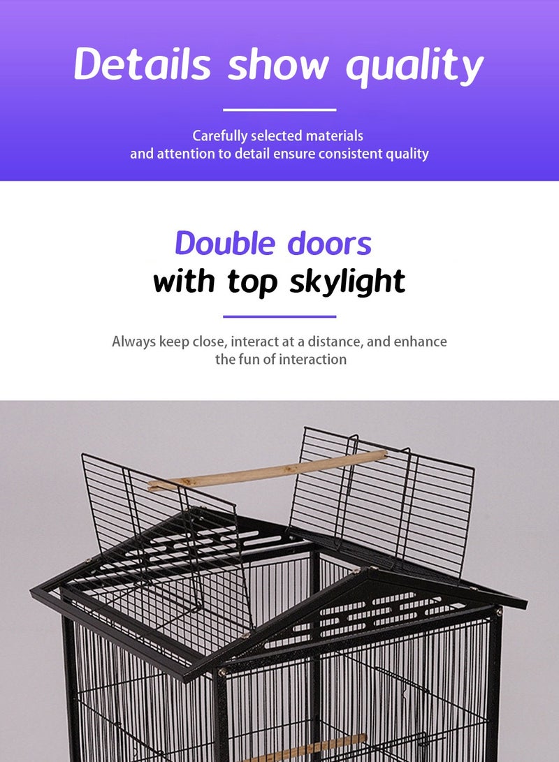 Kidle Large Parrot Birdcage Luxury Bird House Open Top Standing Parrot Cage with Rolling Stand Bird Swing Toys Play Ladder Bird Supplies - Image 5