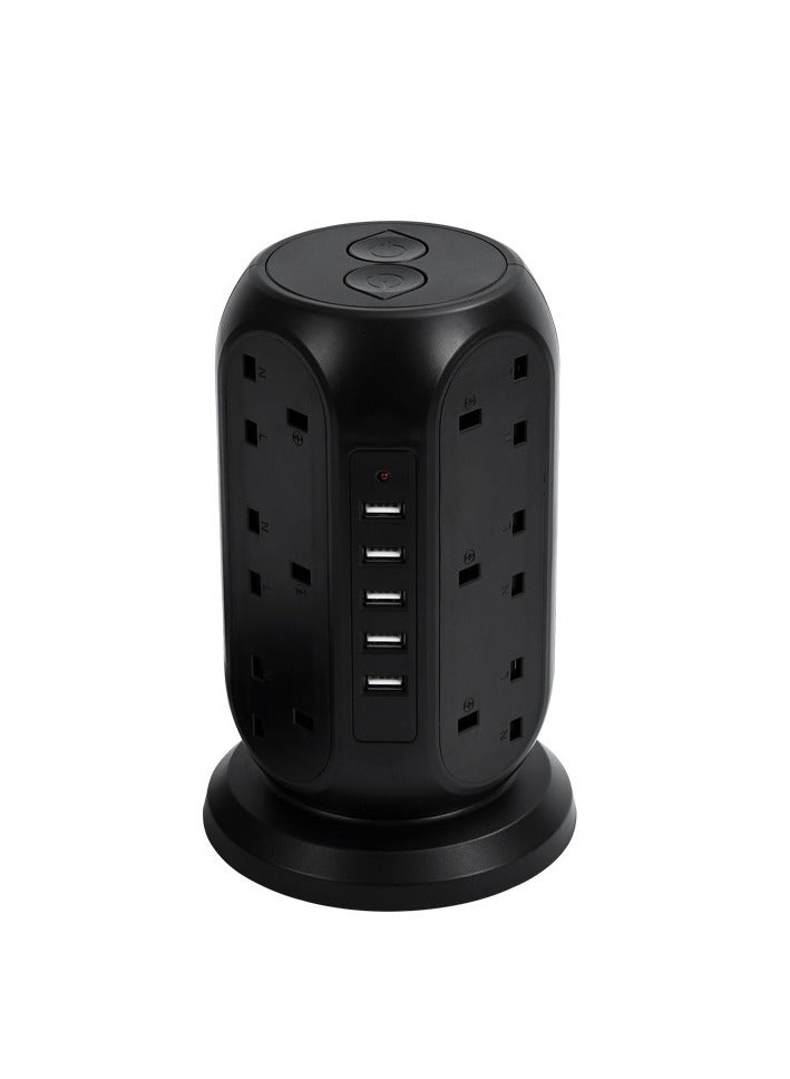 M MIAOYAN Multi-Functional Vertical Power Strip with 5 USB Fast Charging Ports, EU Plug, Overload Protection, Home Use with Cable and Switch - Image 1