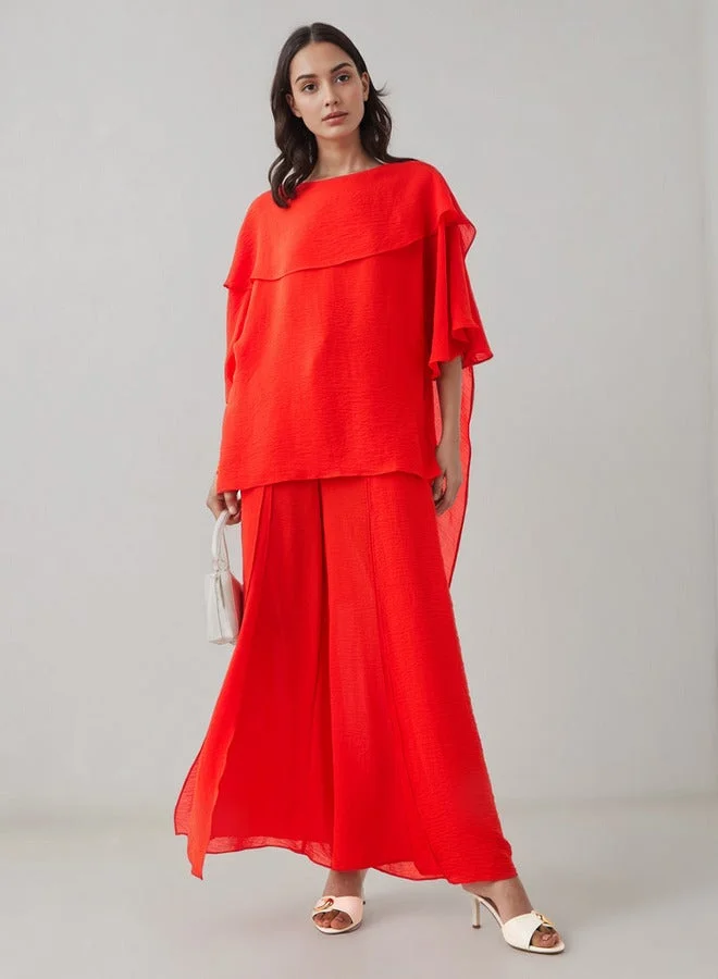 ايكونيك قميص أيقوني بياقة دائرية وطبقات متدلية