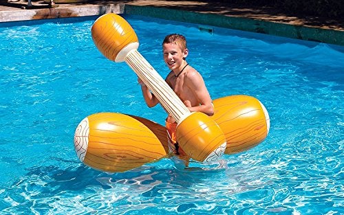 SWIMLINE Inflatable Joust Set – Pool Battle Game with Ride-On Floats & Boppers, Log, Brown - Image 4