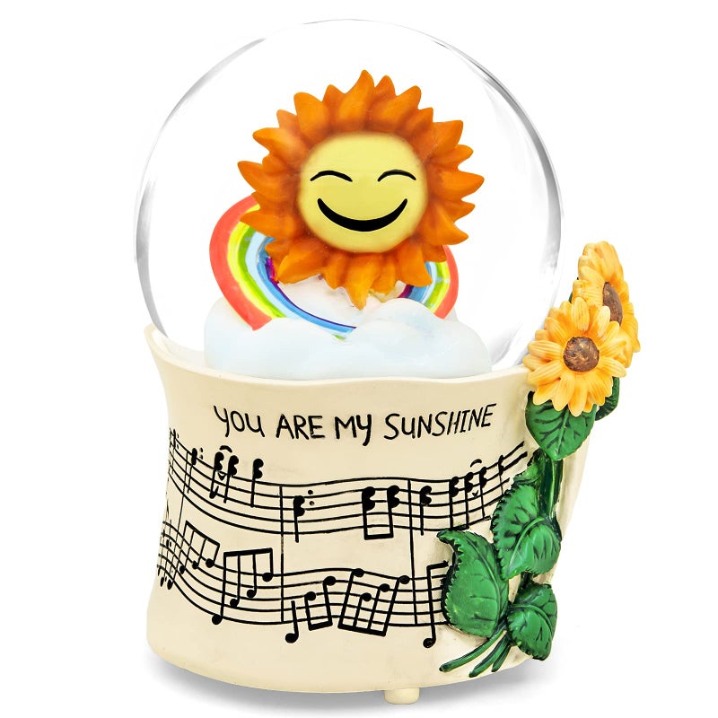 Sunflower Music Box Snow Globe for Mom Wife Girlfriend Grandma Women Girls Anniversary Birthday Flower Snowglobe Musical Box with Light Play You are My Sunshine