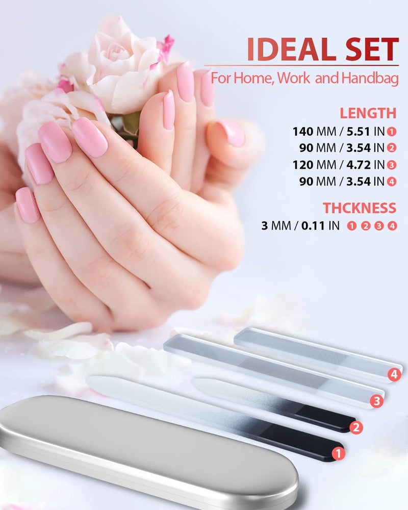 HealPure مبرد أظافر زجاجي وملمع أظافر، مجموعة 4 قطع من مبرد الأظافر الكريستالي وملمع الأظافر الزجاجي النانو، مجموعة مميزة مع حقيبة، أداة مهنية لتجميل الأظافر، مبرد أظافر تشيكي للأظافر الطبيعية، هدية للنساء والفتيات - Image 4