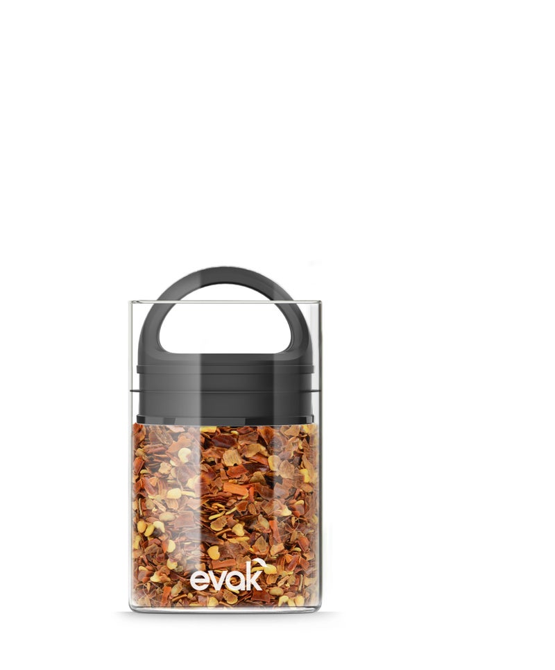Prepara Best PREMIUM Airtight Storage Container for Coffee Beans Tea and Dry Goods  EVAK  Innovation that Works by Prepara Glass and Stainless Soft Touch Black Handle Mini 