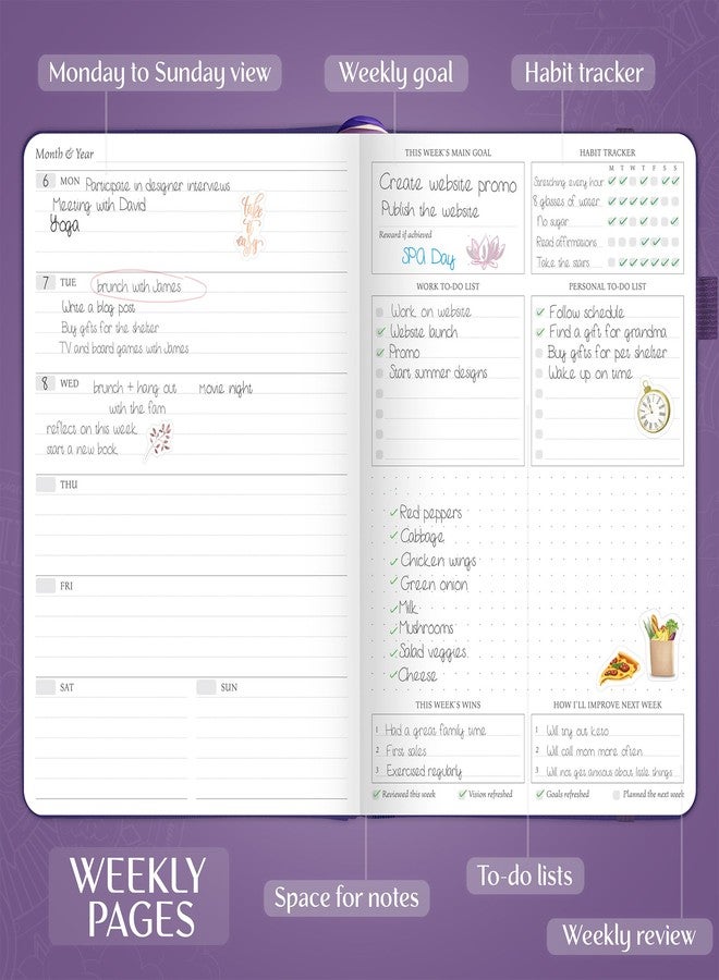 Legend Planner Legend Weekly Planner Premium - Undated Weekly, Monthly & Budget Planner - Life Organizer for Time Management & Productivity, A5 (Purple) - Image 3