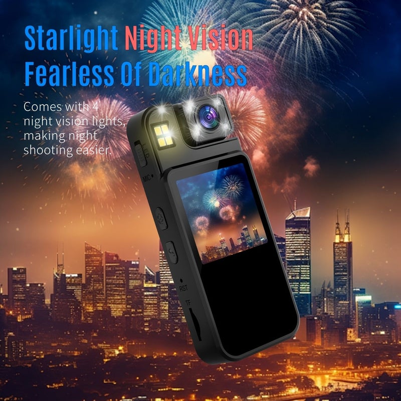 1080P Wearable Clip On And Screw Mount Camera FHD Portable Action Recorder Body Cam With 180 Degree Rotatable Lens Loop Recording Video Playback Night Vision Audio Recording 1000mAh Rechargeable Battery Long Power Reserve After Shutdown Black - Image 3