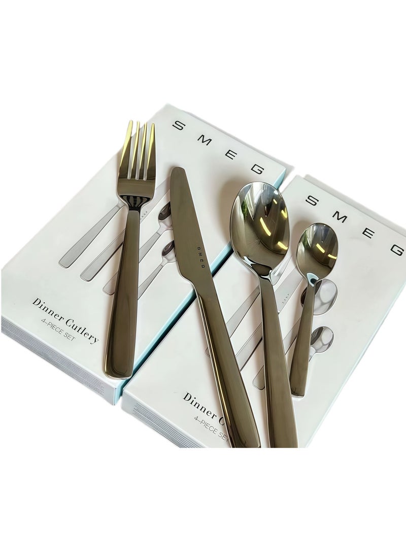 SMEG 4 Piece Stainless Steel Cutlery Set, Kitchen Utensils Set, Home Kitchen Restaurant Hotel Party Picnic Cutlery Set - Image 5